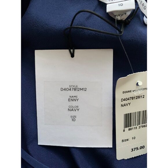 Diane Von Furstenberg Navy Sheer Polka Dot Lace Shift Dress Size 10 - Picture 10 of 11